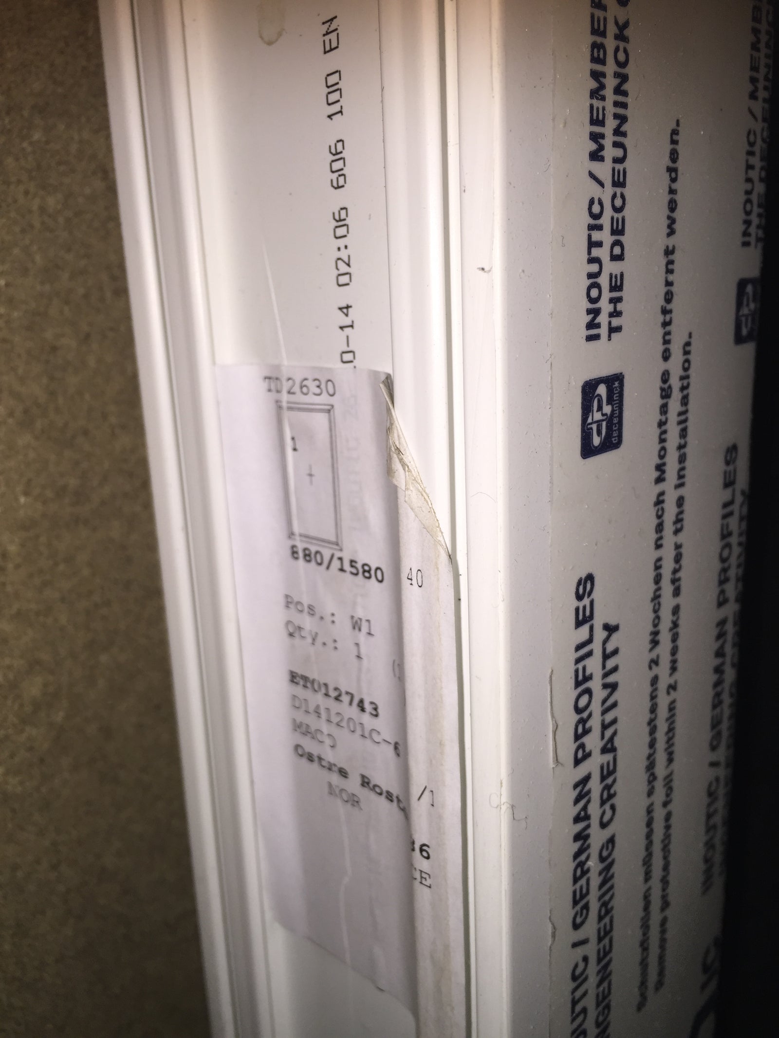 Fastkarm i PVC Str 880x1580 (bxh)